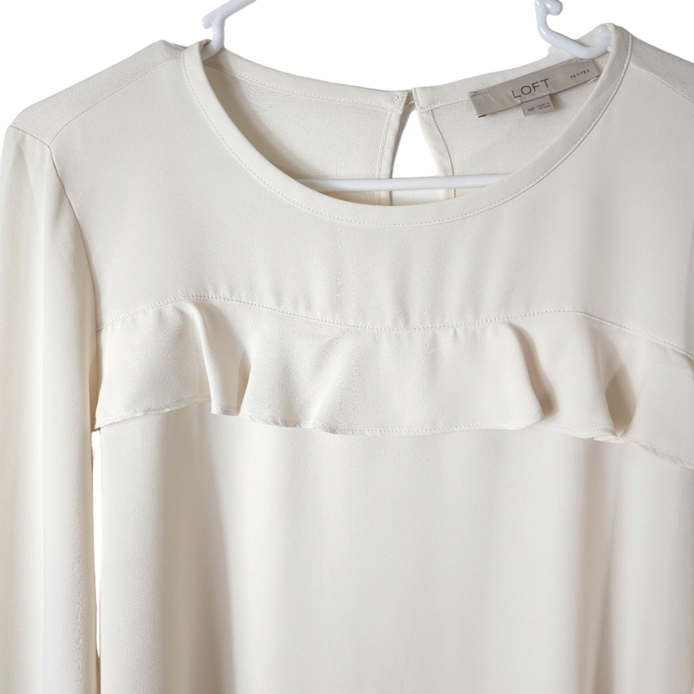 Loft Petite Ruffle Mixed Media Blouse - Picture 4 of 9